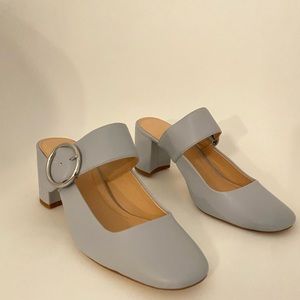 Zara Light Blue Heeled Mules with Buckle size 38 7.5